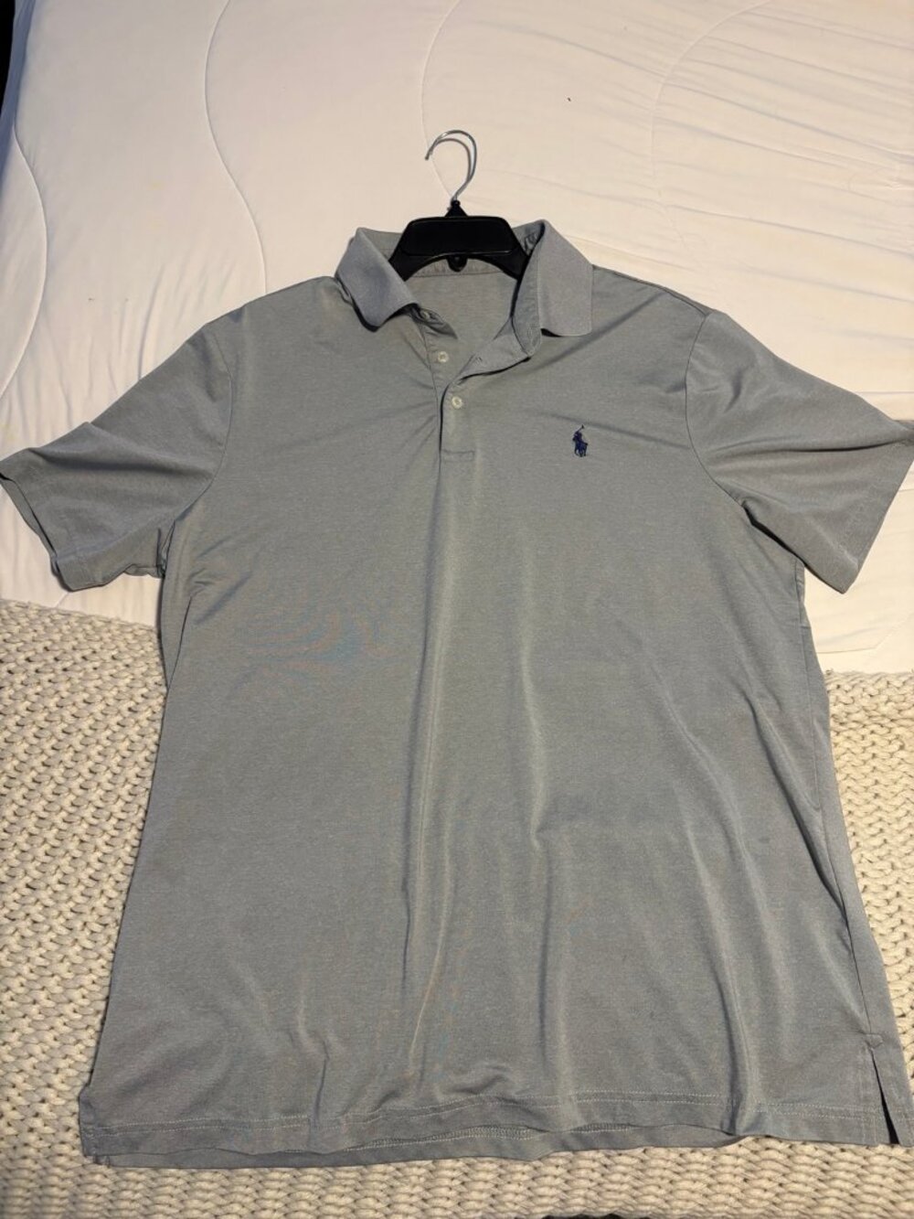 Polo Ralph Lauren Performance Polo Men's Large Gray Blue Navy Pony